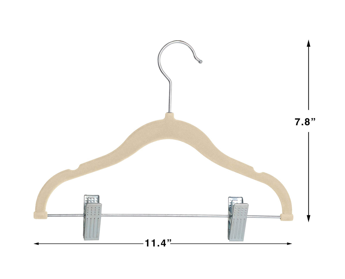 Finnhomy velvet hanger with movable clips for adjustable garment widths.