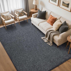 FinRèc Home washable area rug in grey, soft-pile close-up for family-friendly decor.