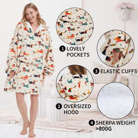 Fiosnow dachshund blanket hoodie ideal for lounging indoors or outdoors