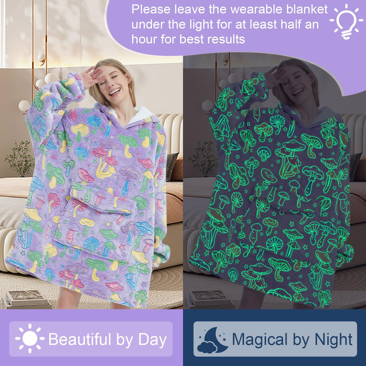 Fiosnow oversized wearable blanket hoodie delivers warm comfort during relaxation.