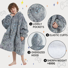 Fiosnow oversized wearable blanket hoodie with pockets for hands and snacks.