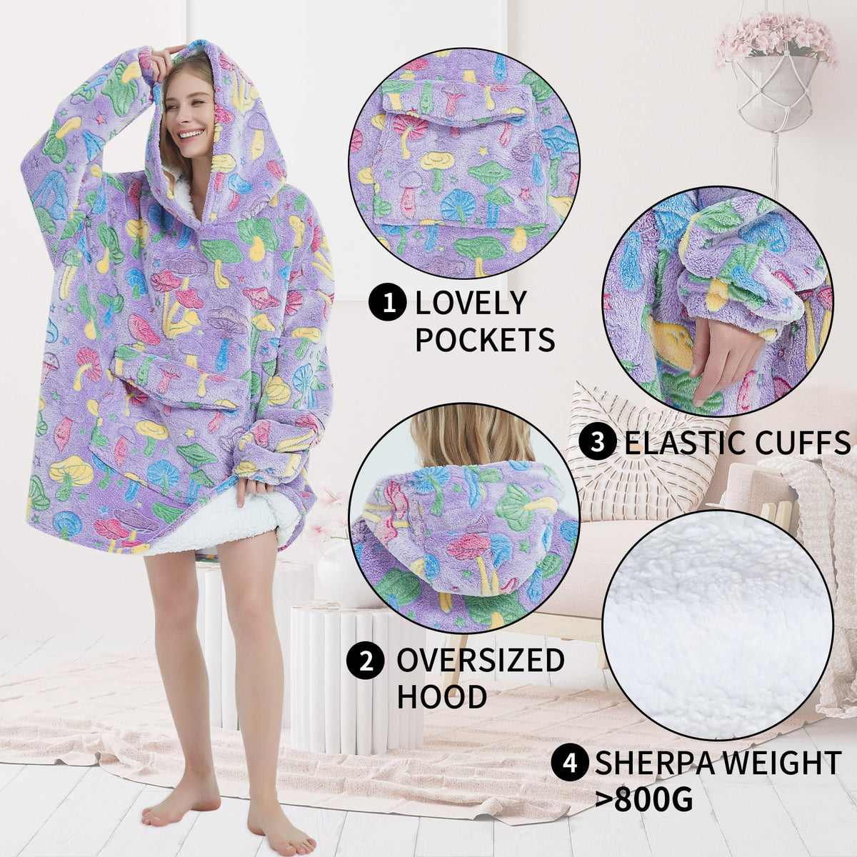 Fiosnow soft sherpa interior enhances plush warmth and softness.