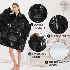 Fiosnow Sun and Moon Hoodie oversized fit draped over shoulders