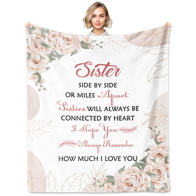 FIOUNG Sister Gifts Blanket front view; plush, skin-friendly fabric for year-round comfort.