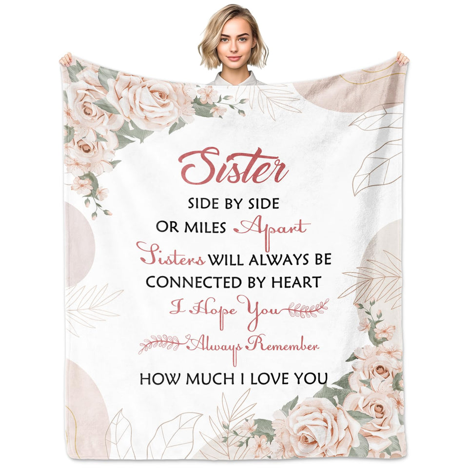 FIOUNG Sister Gifts Blanket front view; plush, skin-friendly fabric for year-round comfort.