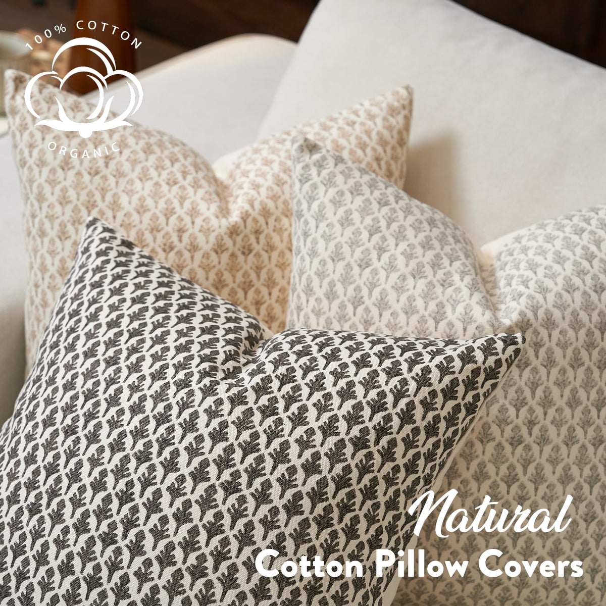 Fiouovo farmhouse pillow cover features classic floral print for cozy rooms.