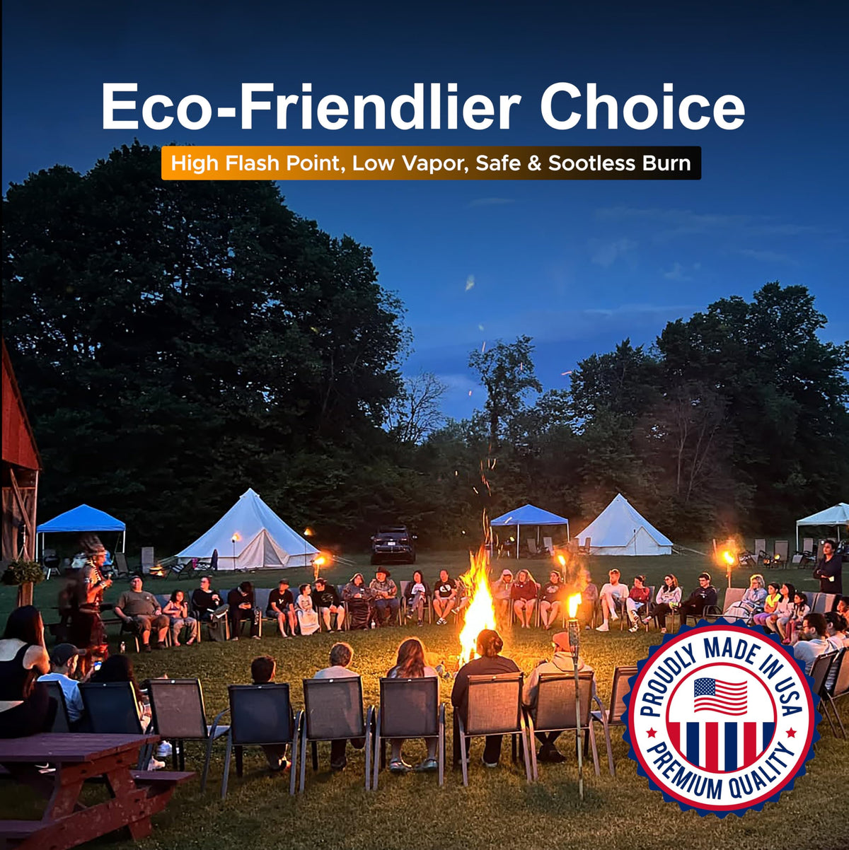 Tiki torch setup using Firefly citronella lamp oil for outdoor ambiance.