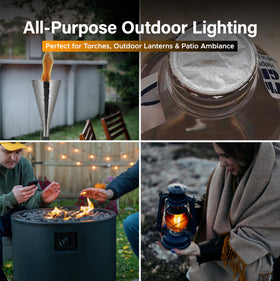 Lantern burning with Firefly citronella oil for extended burn time.