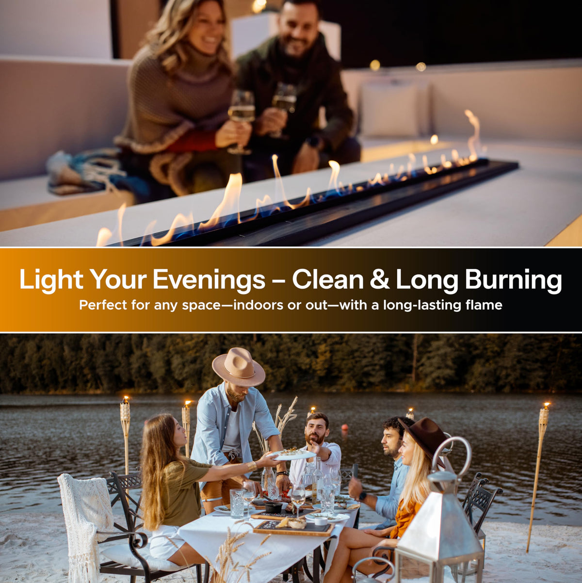 Outdoor lantern in a winter scene using Firefly citronella lamp oil.