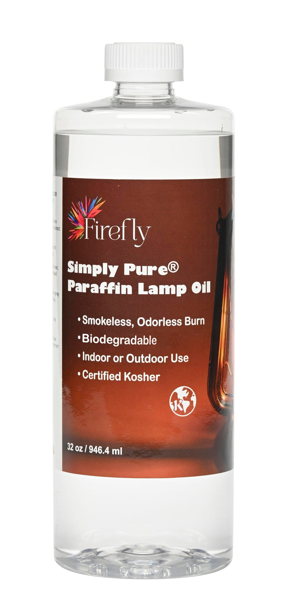 Firefly Fuel liquid paraffin lamp oil 32 oz with clear burn quality.