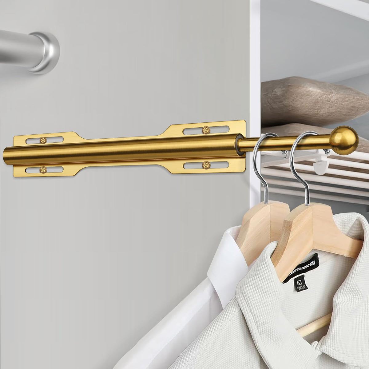 FIRJOY easy-install closet rod kit enables quick setup and use.
