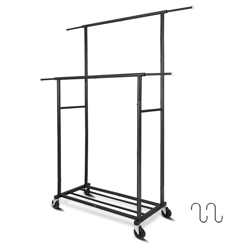 Fishat stand portable clothes rack on rolling wheels for easy movement.