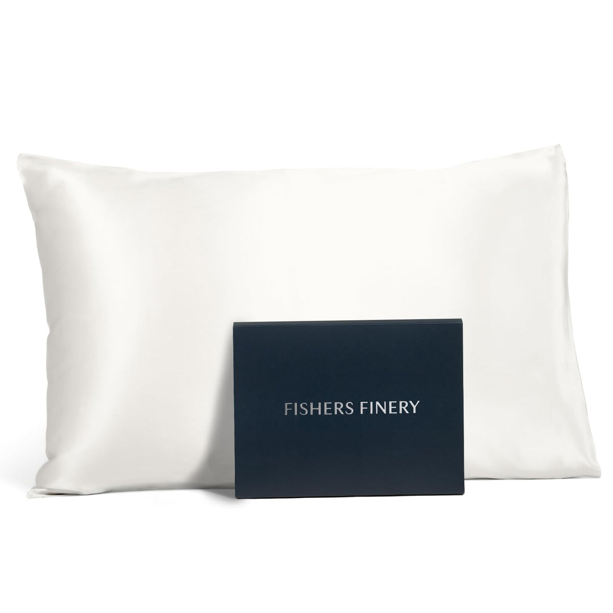 Fishers Finery white silk pillowcase front view for smooth skin and hair-friendly nights.