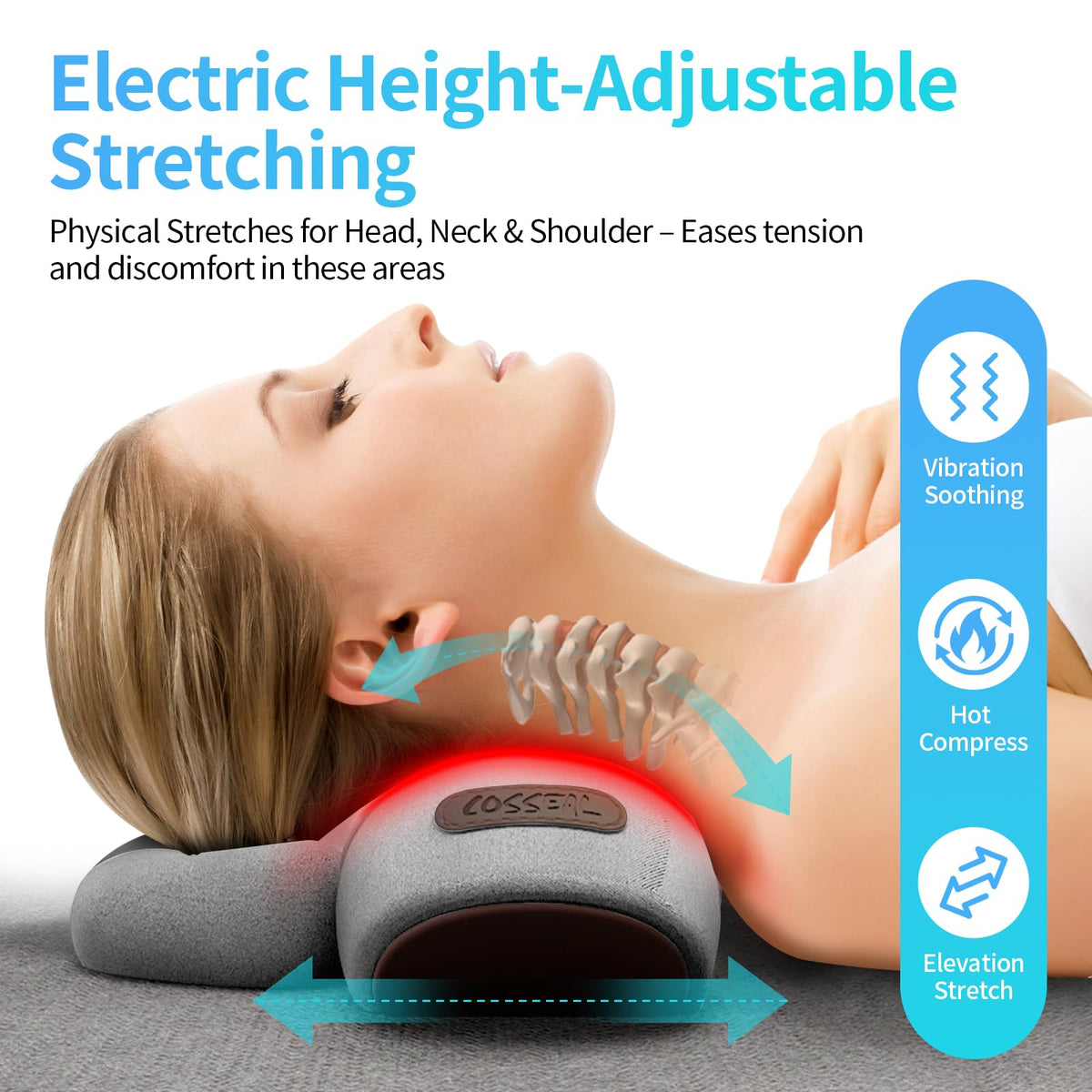 Fisiorest memory foam cervical pillow highlights ergonomic contoured support.