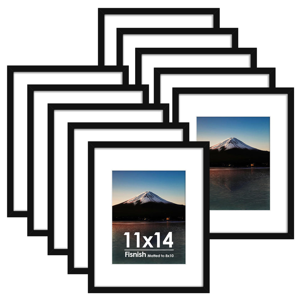 Fisnish 11x14 frame with mat showcasing an 8x10 photo for wall display.