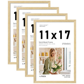 Fisnish 11x17 frame set with natural oak wood grain for warm gallery display.