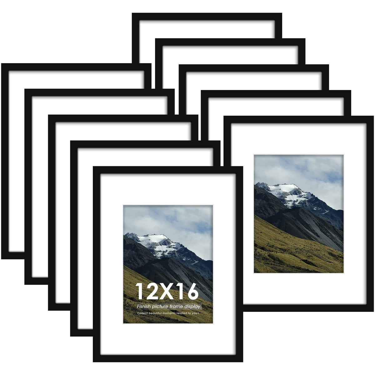 Fisnish 12x16 picture frame set on wall creates a cohesive home gallery.