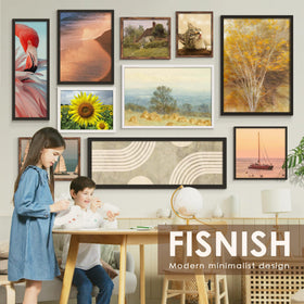 Fisnish 15x22 brown frame side angle demonstrates space for large photos.