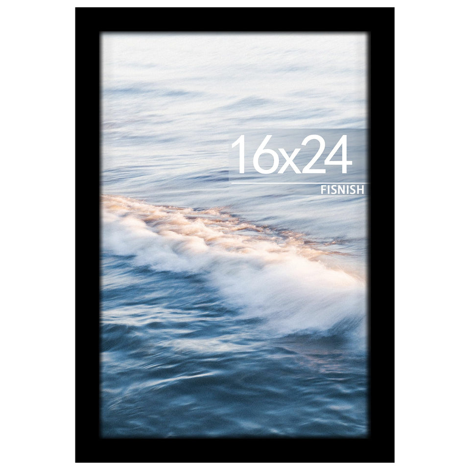 Fisnish 16x24 frame front view showing classic black finish and clean lines