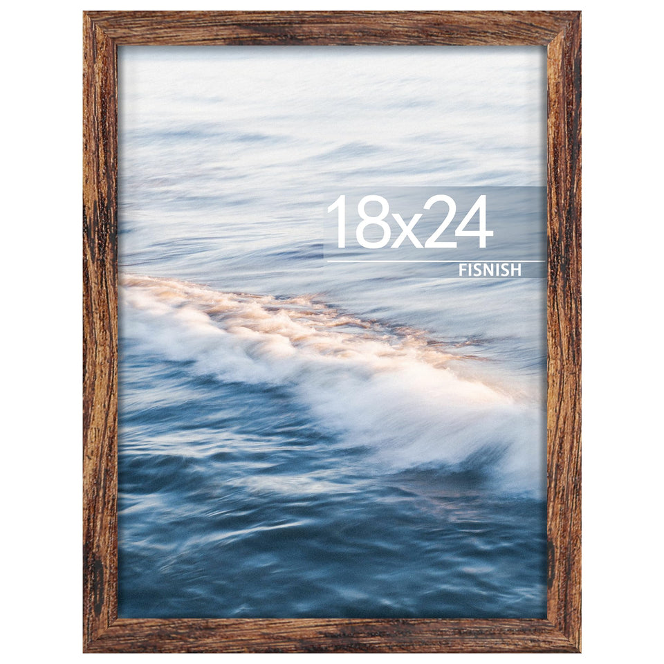 Fisnish 18x24 brown wood frame showing solid MDF quality for lasting display.