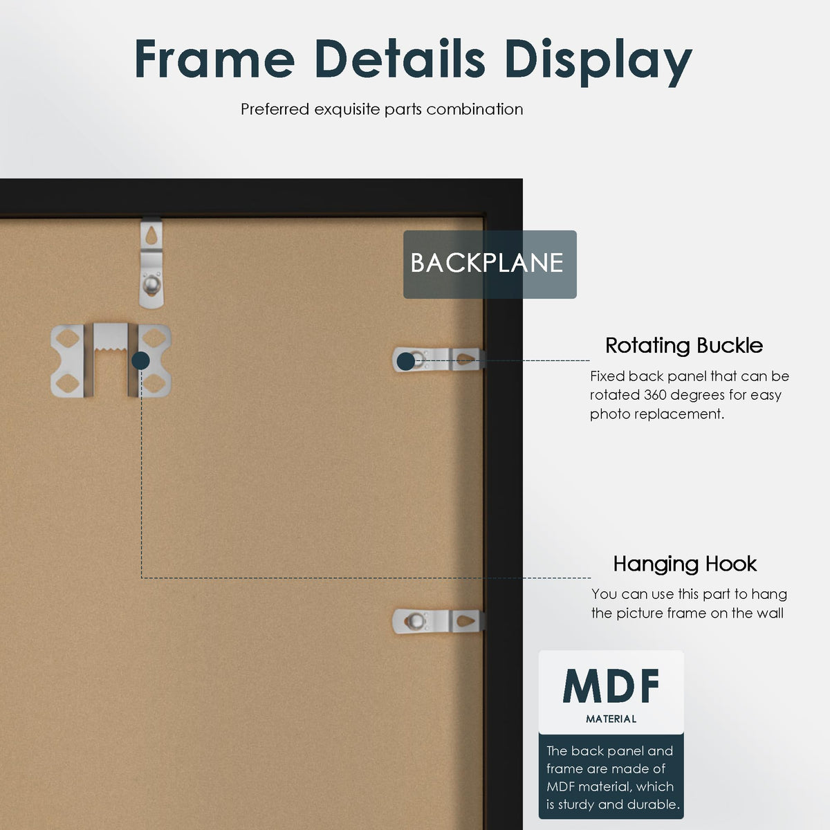 Fisnish 18x24 frame includes pre-installed hanging hardware for easy mounting