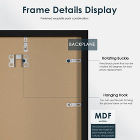 Fisnish 18x24 frame includes pre-installed hanging hardware for easy mounting