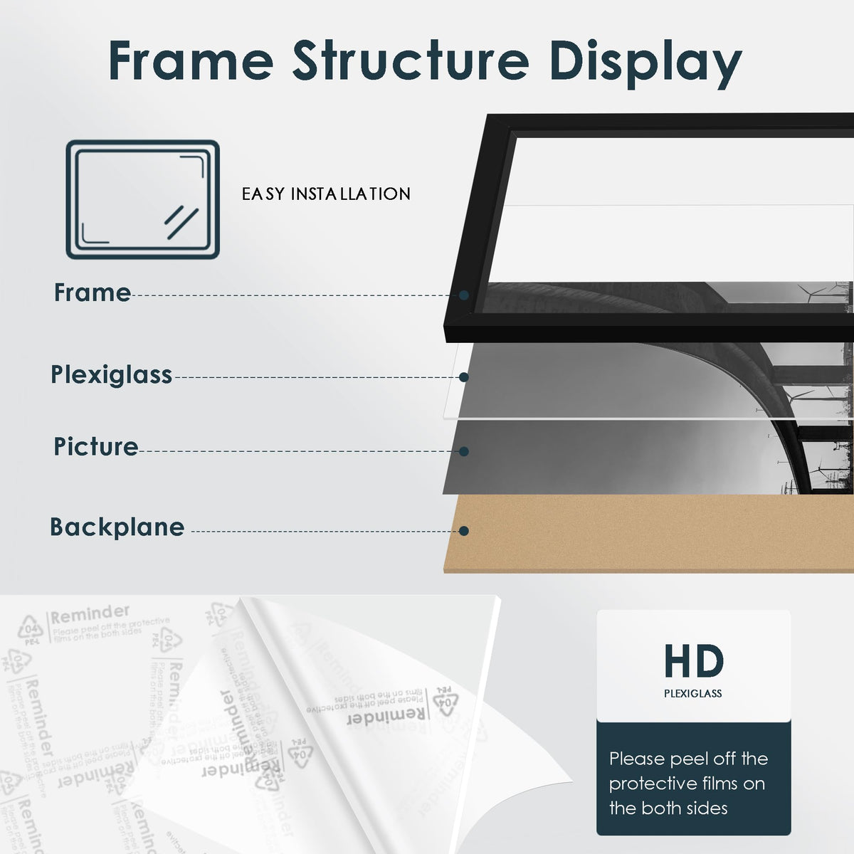 Fisnish 18x24 frame with spring-back back for quick photo changes