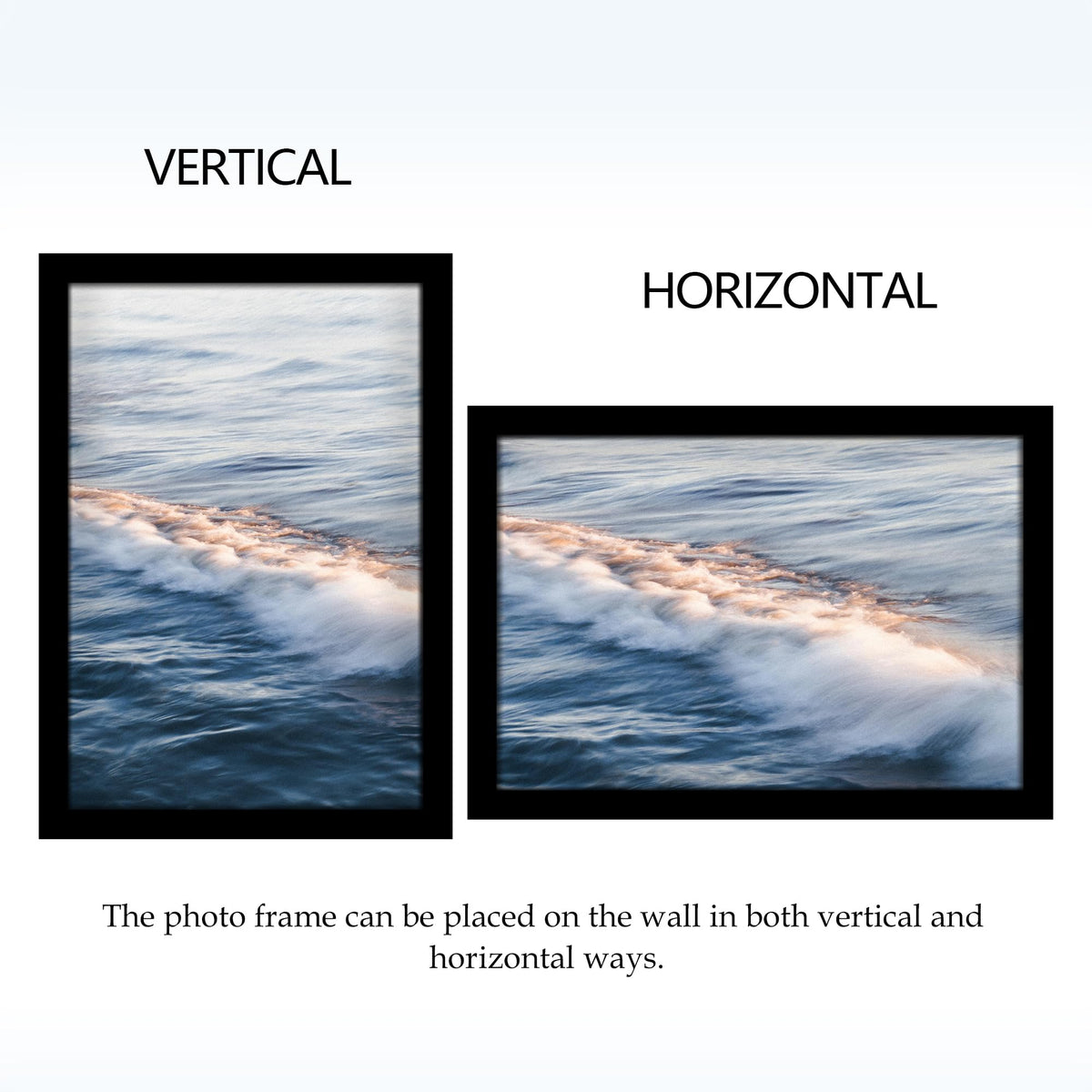 Fisnish 27x40 black frame, back panel, easy photo replacement in seconds.
