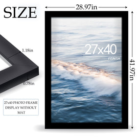 Fisnish 27x40 black frame with HD plexiglass, crystal-clear visibility for artwork.