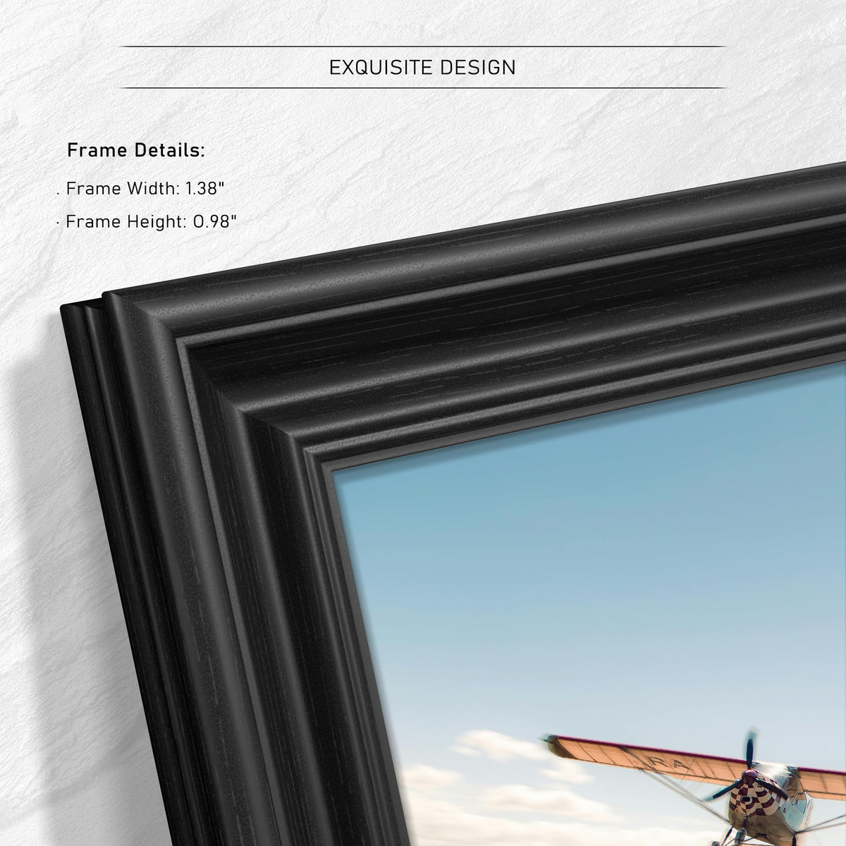 Fisnish 8x10 frame black back panel offers sleek, refined finish