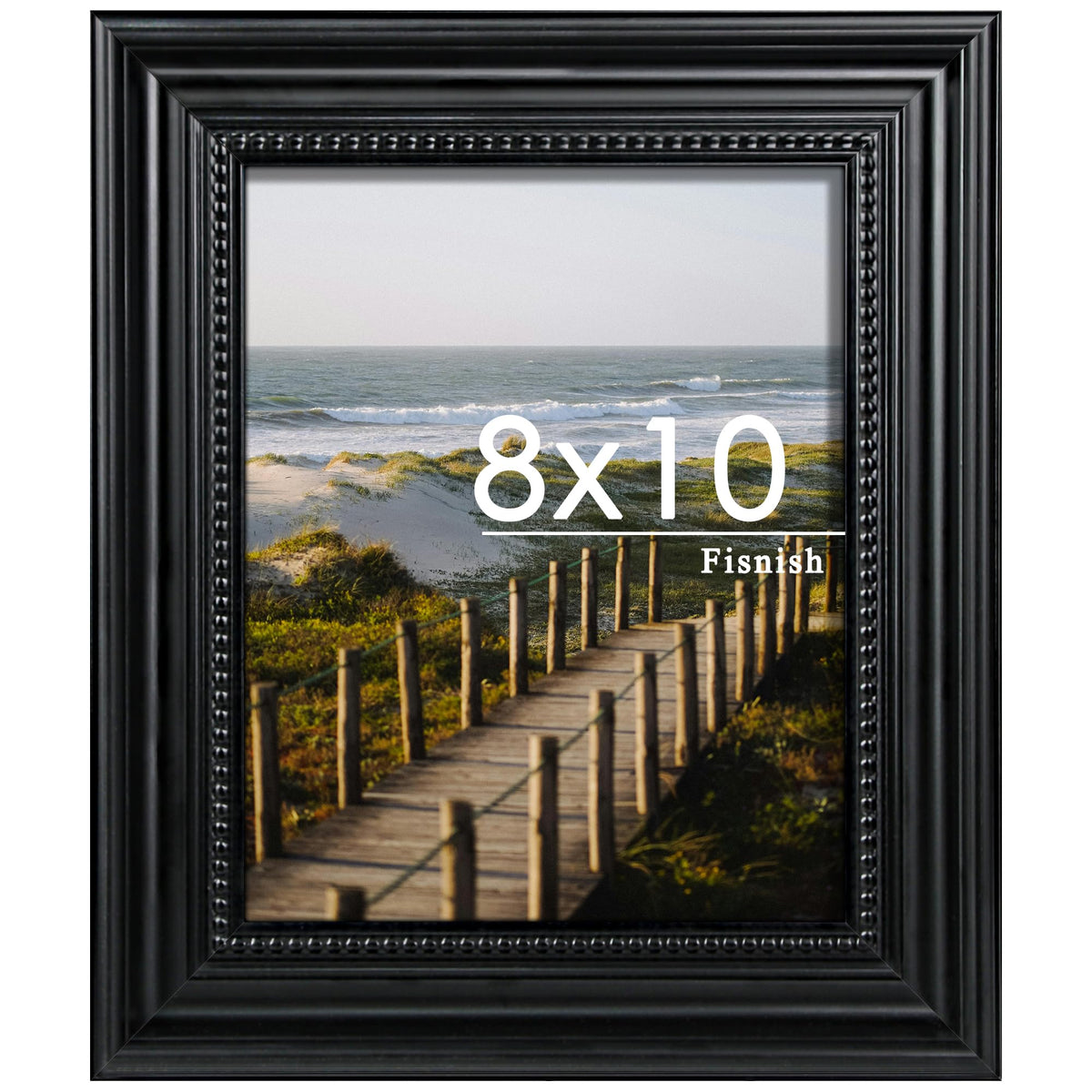 Fisnish 8x10 frame front view in black showcases edge-to-edge artwork display
