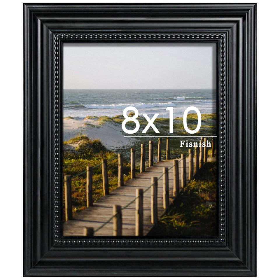 Fisnish 8x10 frame front view in black showcases edge-to-edge artwork display