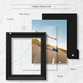 Fisnish 8x10 frame back shows rotatable sawtooth hanger for versatile mounting