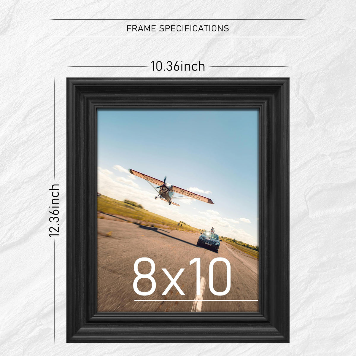 Fisnish 8x10 frame with tempered glass for clear, edge-to-edge viewing