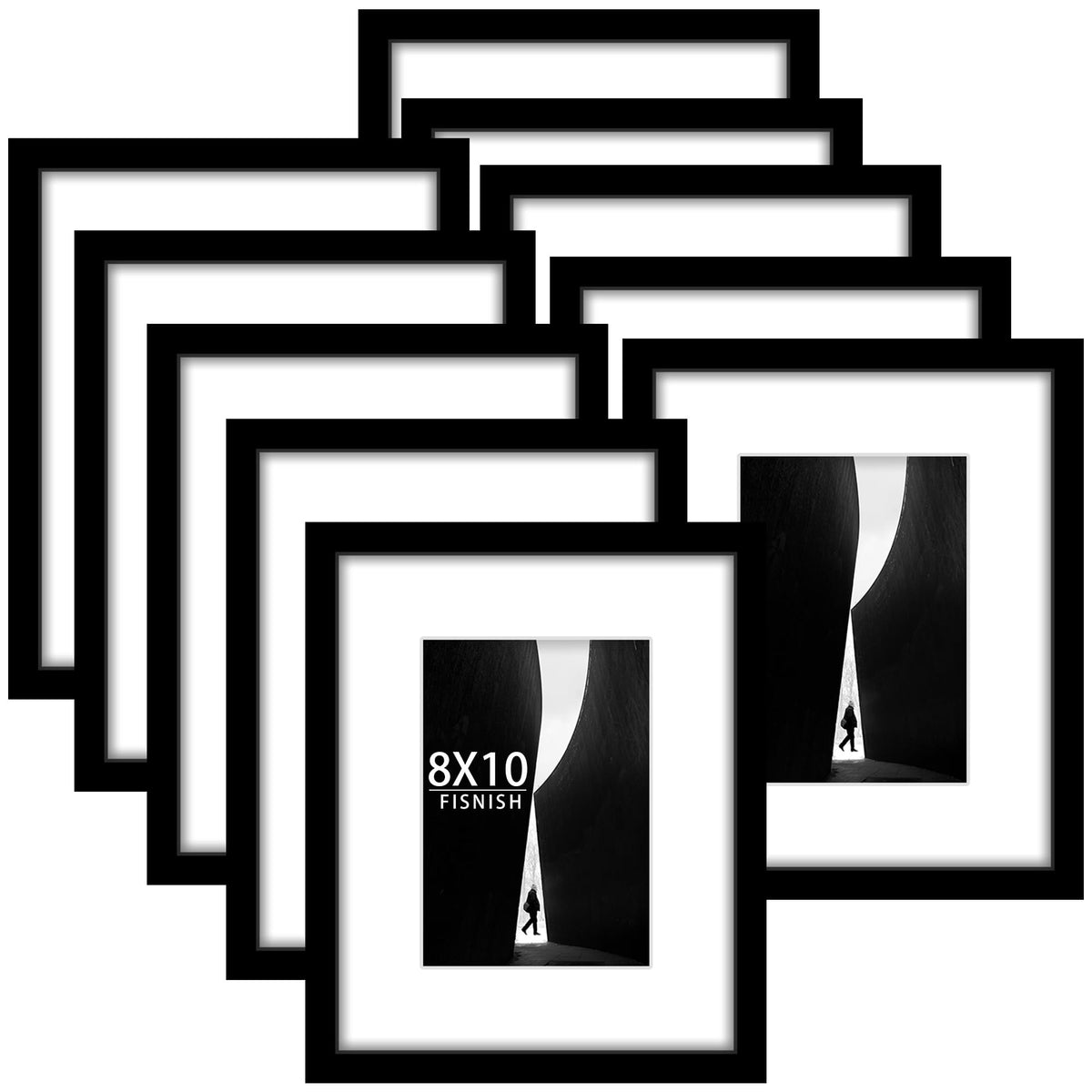 Fisnish 8x10 frame front view showcasing sturdy MDF construction for wall display