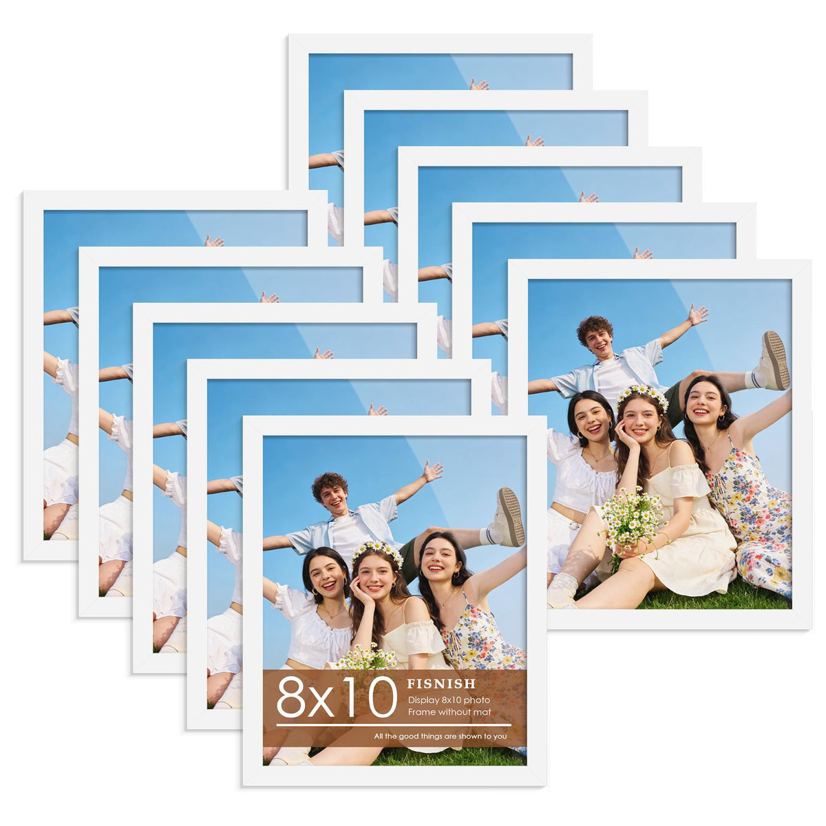 Fisnish 8x10 white frame set for tabletop display