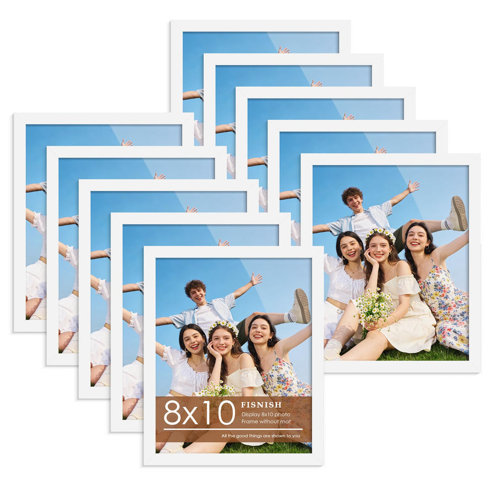 Fisnish 8x10 white frame set for tabletop display