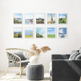 Fisnish 8x10 white frames mounted on a wall for decor