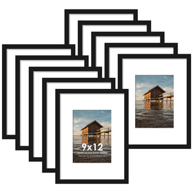 Fisnish 9x12 frame set with black matte finish for classic wall display.