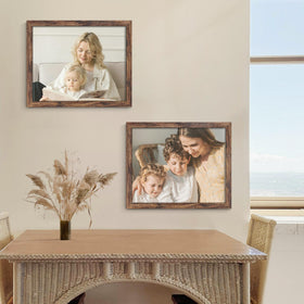 Fisnish classic brown frame complements any decor and gifting