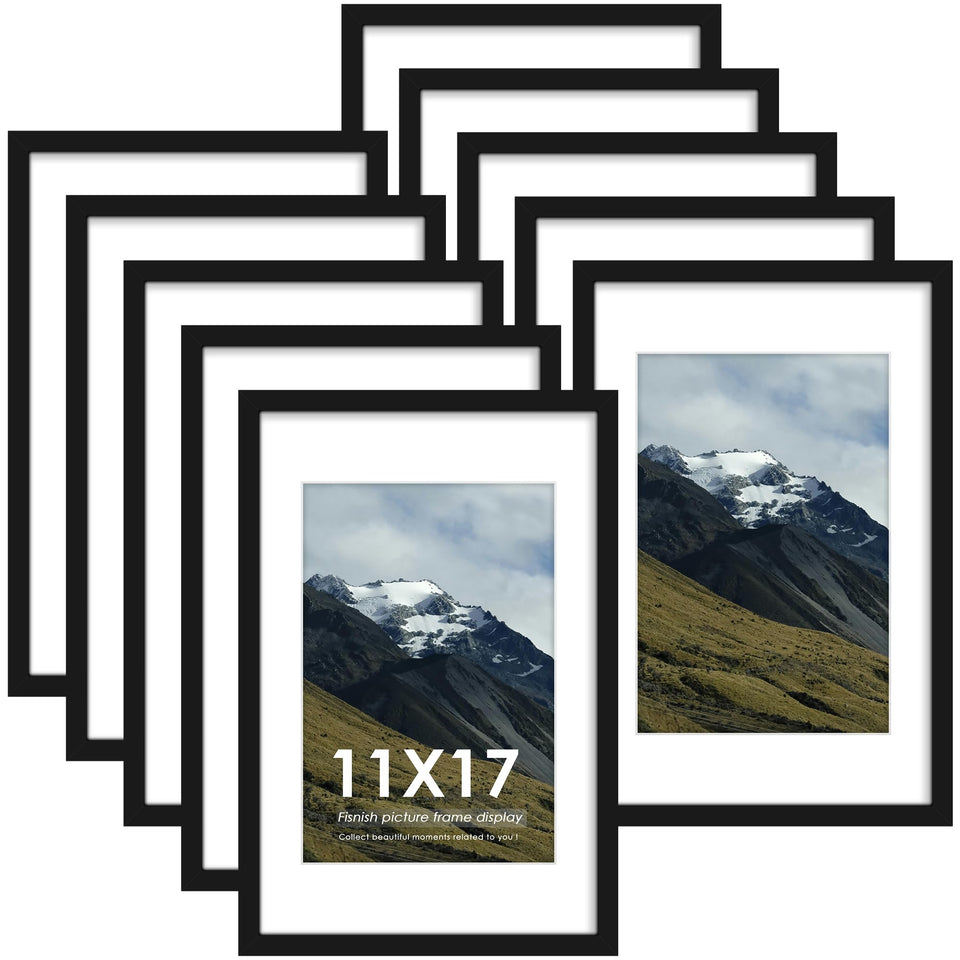 Fisnish 11x17 frame front view on wall with sleek black finish