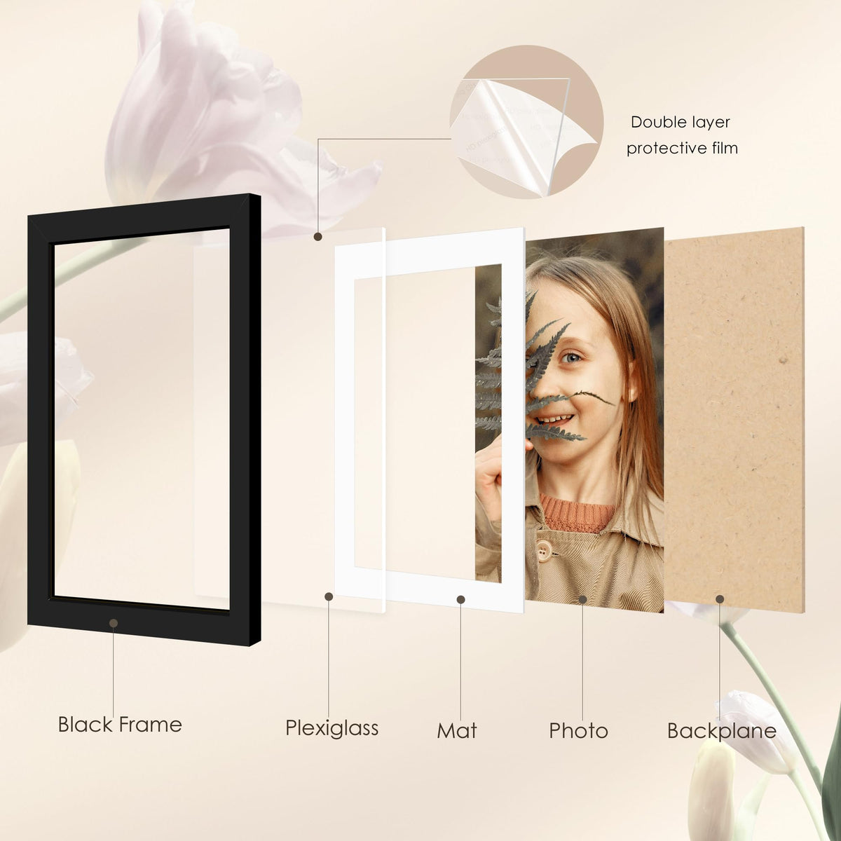 Fisnish hanging hardware kit enables easy, secure wall mounting.