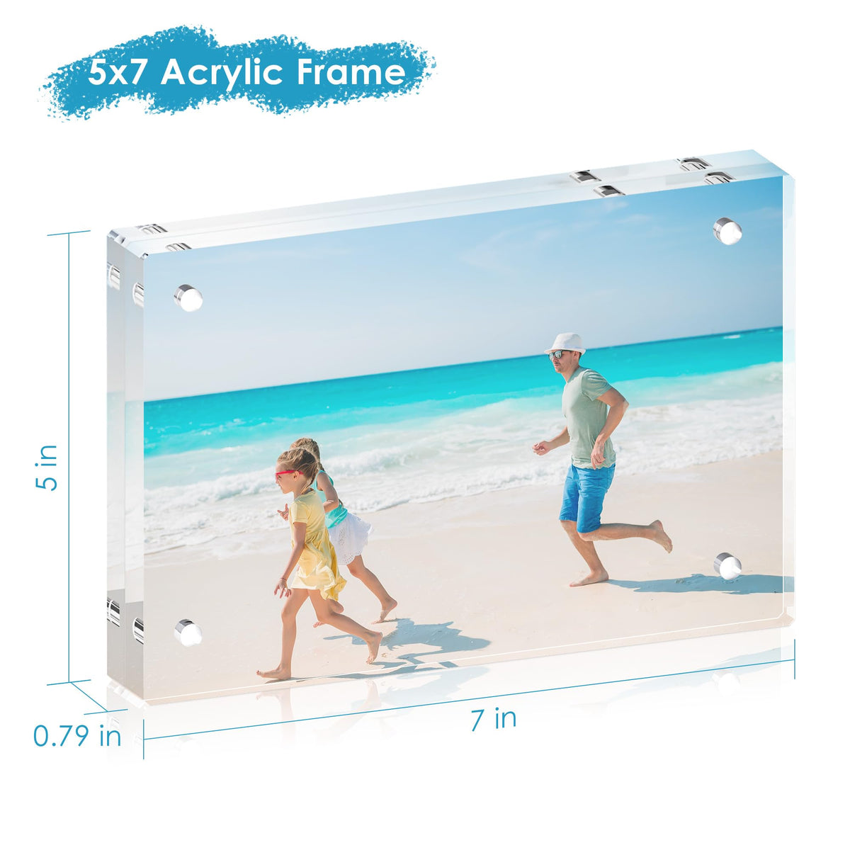 Fisnish magnetic corners securely hold photos for easy swaps.