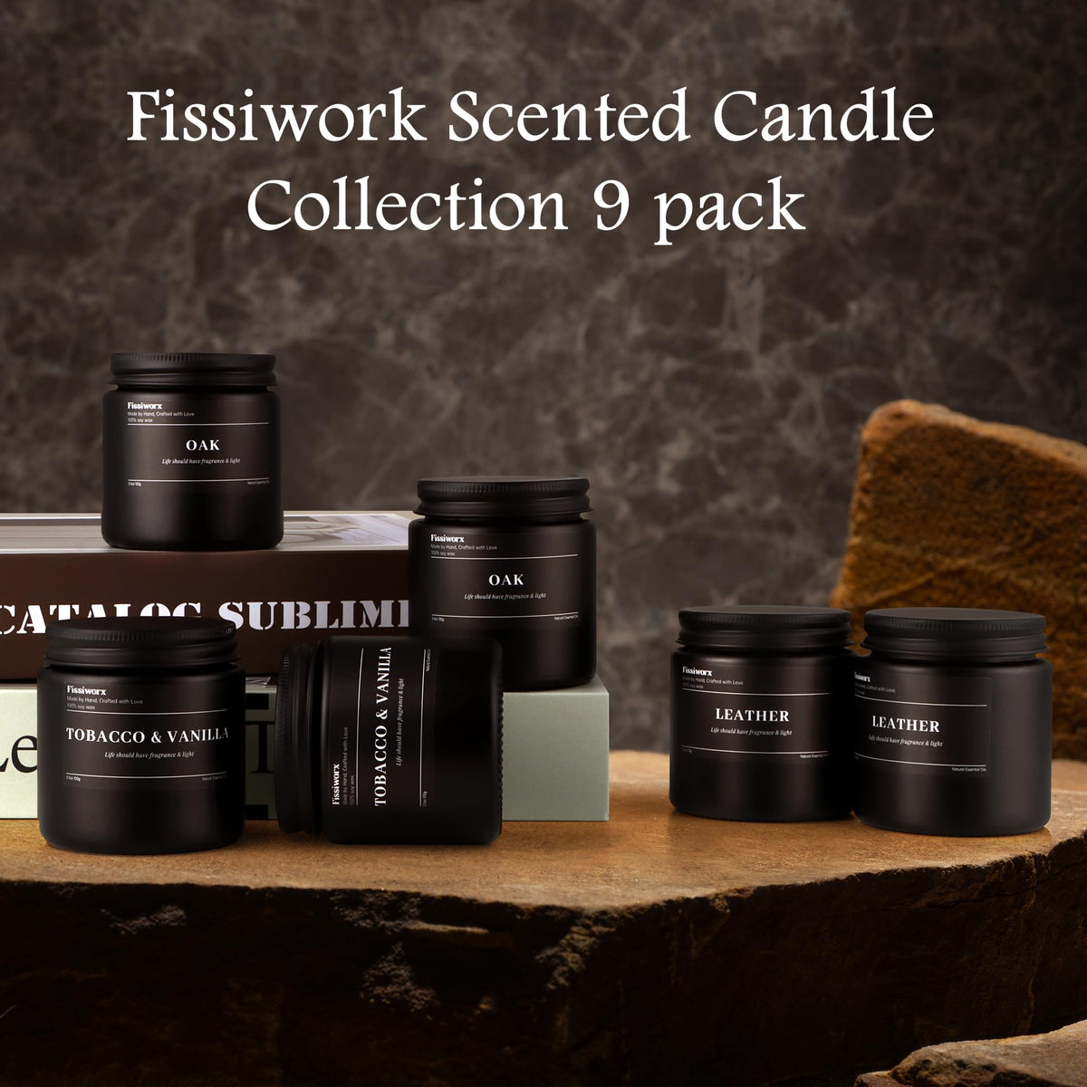 FISSIWORX 9pack black jar design shown in a minimalist presentation.