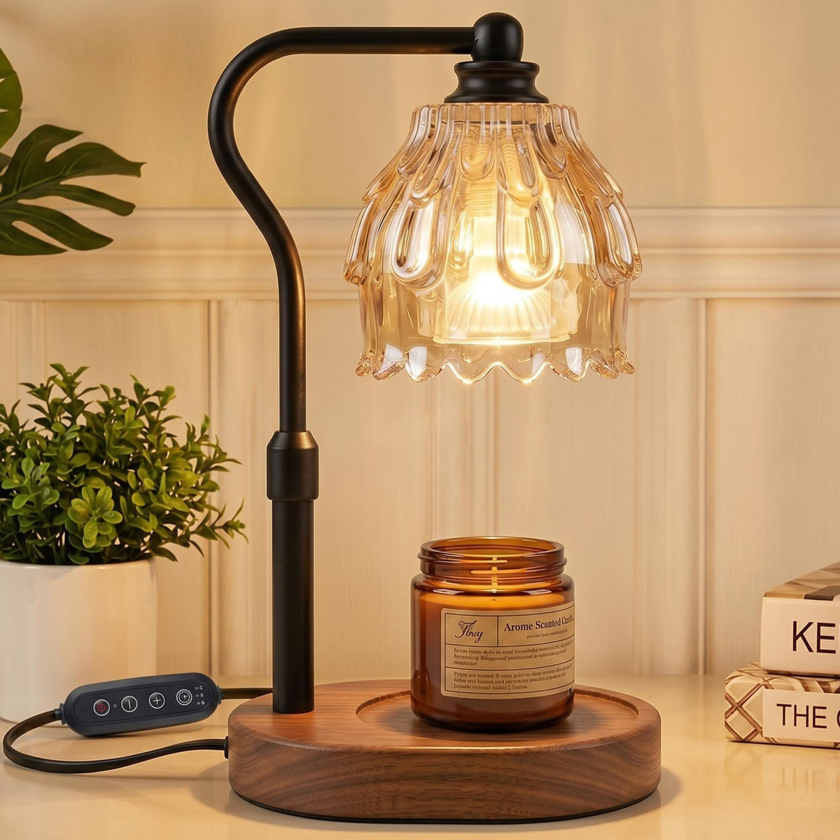Fitrobust candle warmer lamp front view with remote for easy fragrance diffusion.
