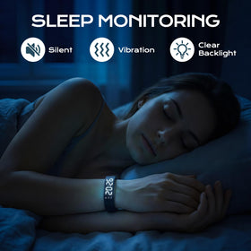 Fitsleeps Alarm Clock Watch sleep tracker with app allows rest insights.