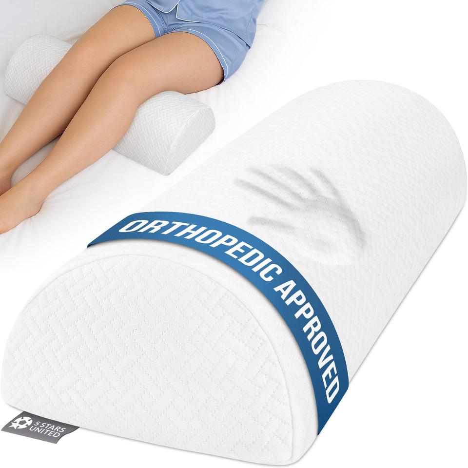 Five Stars United half moon knee pillow front view supports back sleeping and leg alignment
