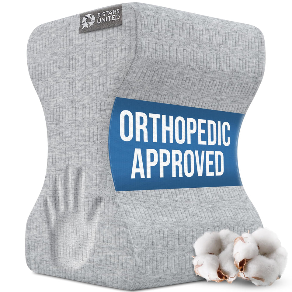 Five Stars United knee pillow between knees for improved spine alignment.