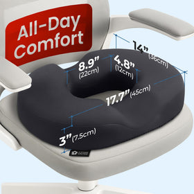5 STARS UNITED donut pillow tailbone cutout supports the coccyx while seated.