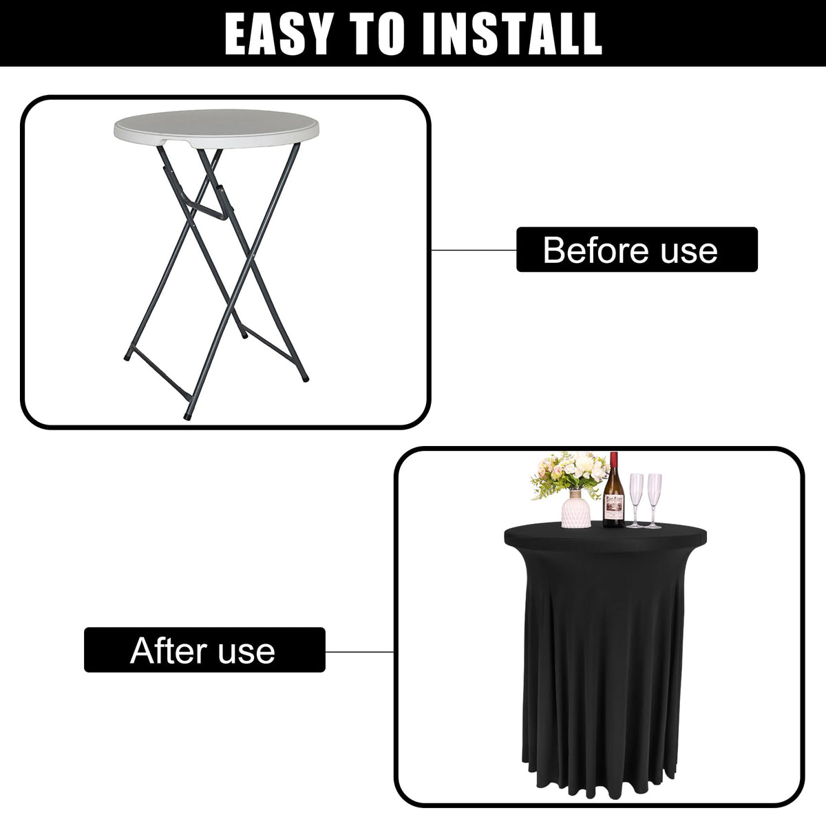 Fivenl table skirt care: machine washable and easy to maintain for reuse.